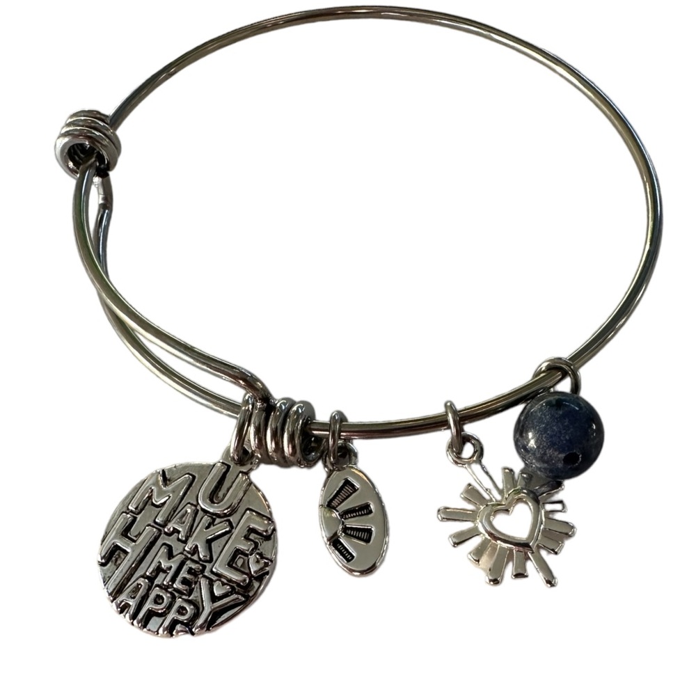 You are My Sunshine - charm bracelet - adjustable silver bangle